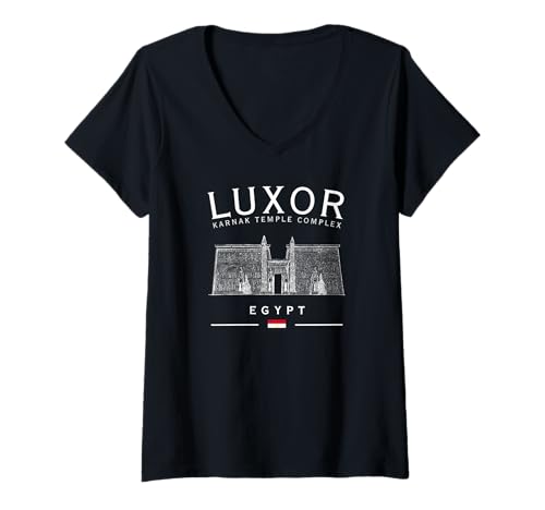 Damen Luxor Karnak Tempel Komplex Alte Ägypten Flagge Archäologie T-Shirt mit V-Ausschnitt Damen Luxor Karnak Tempel Komplex Alte Ägypten Flagge Archäologie T-Shirt mit V-Ausschnitt von Karnak Temple Luxor Vacation Pharaoh Souvenir
