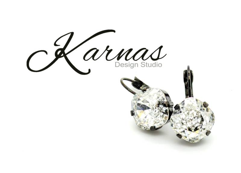 Abgefallen Silber 12 Mm Kristall Kissenschliff Tropfen Oder Ohrstecker K.d.s. Premium Wählen Sie Ihr Finish Karnas Design Studio von KarnasDesignStudio