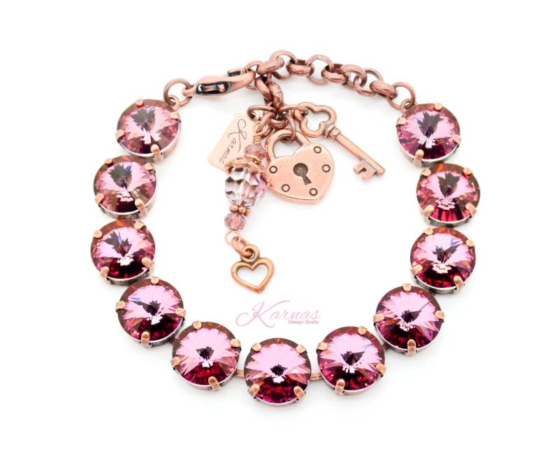 Antik Pink 12 Mm Bettelarmband Made With K.d.s. Premium Kristall Wählen Sie Ihr Finish Karnas Design Studio ™ von KarnasDesignStudio