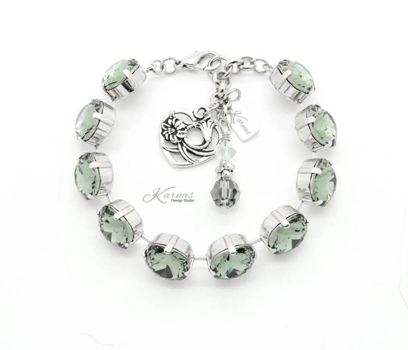 Black Diamond 12 Mm Armband Im Kissenschliff Mit K.d.s. Premium Kristall Wählen Sie Ihr Finish Karnas Design Studio ™ Kostenloser Versand von KarnasDesignStudio