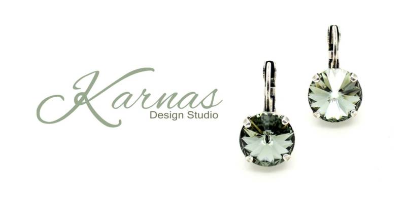 Black Diamond 12 Mm Tropfen Oder Ohrstecker K.d.s. Premium Kristall Wählen Sie Ihr Finish Karnas Design Studio von KarnasDesignStudio