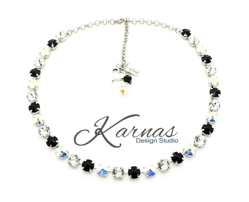 Black Ice 8 Mm Halskette Klassisch Hergestellt Mit Echtem Kristall Wählen Sie Ihr Finish Karnas Design Studio ™ von KarnasDesignStudio