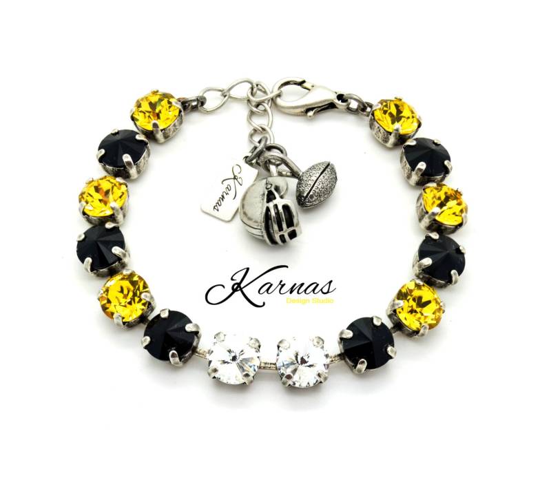 Black & Gold Throwback 8 Mm Kristall Bettelarmband K.d.s. Premium Wählen Sie Ihr Finish Karnas Design Studio von KarnasDesignStudio