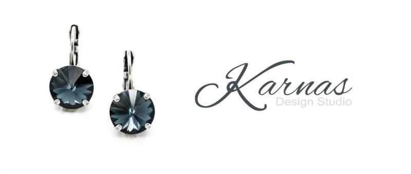 Blaue Kohle 12 Mm Tropfen Oder Ohrstecker Aus K.d.s. Premium Kristall Wählen Sie Ihr Finish & Style Karnas Design Studio ™ von KarnasDesignStudio