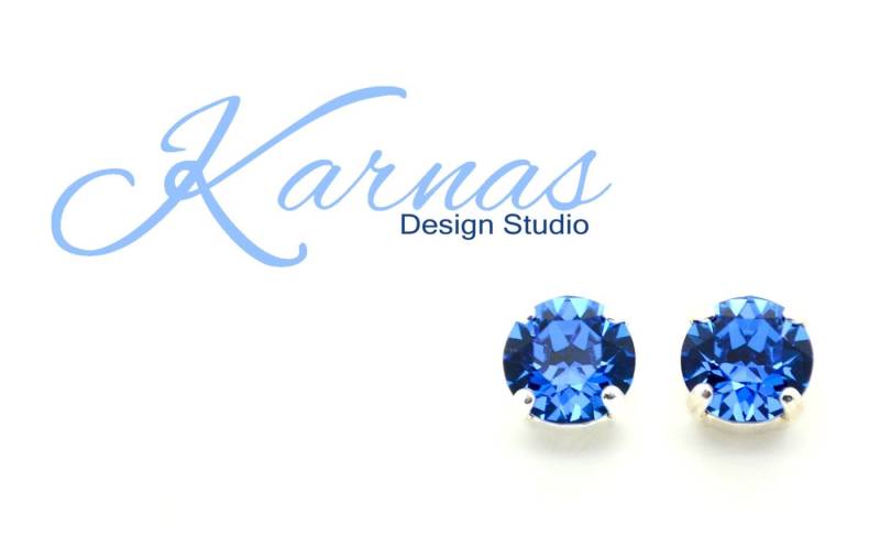 Capri Blue 8 Mm Tropfen Oder Ohrstecker Mit K.d.s. Premium Kristall Wählen Sie Ihr Finish Karnas Design Studio ™ von KarnasDesignStudio