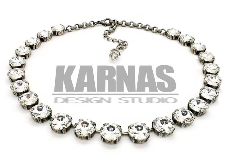 Classic Crystal Clear 12 Mm Rivoli Halsband Mit K.d.s. Premium Kristall Wählen Sie Ihr Finish Karnas Design Studio von KarnasDesignStudio