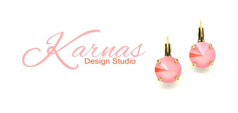 Coral Orange 12 Mm Ohrstecker Oder Tropfen K.d.s. Premium Kristall Wählen Sie Ihr Finish Karnas Design Studio von KarnasDesignStudio