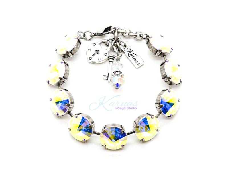 Crystal Ab 14 Mm Bettelarmband Aus K.d.s. Premium Kristall Wählen Sie Ihr Finish Karnas Design Studio von KarnasDesignStudio