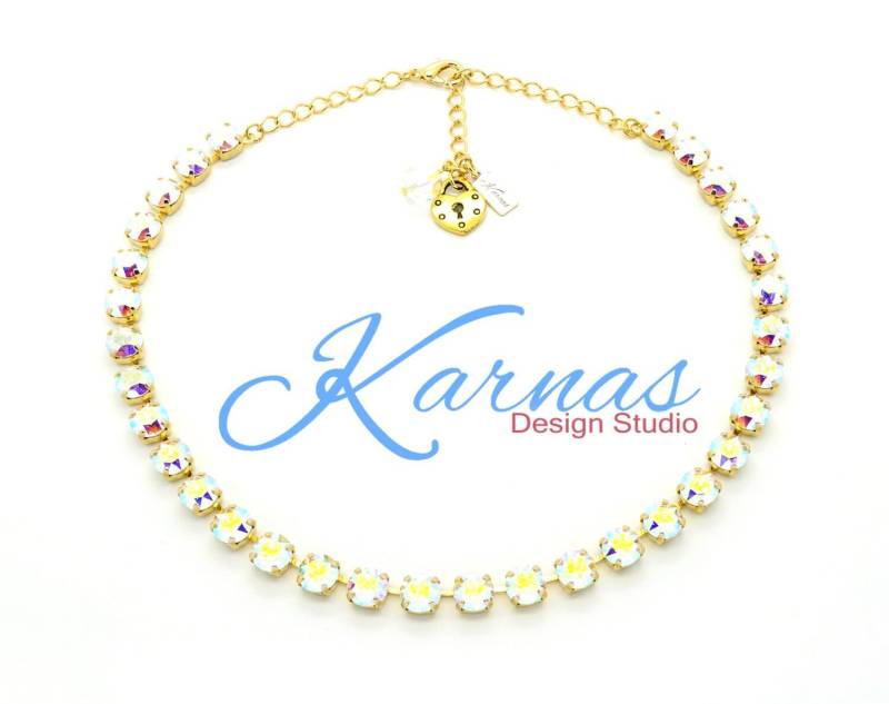 Crystal Ab 8 Mm Halskette Mit K.d.s. Premium Kristall Wählen Sie Ihr Finish Karnas Design Studio ™ von KarnasDesignStudio