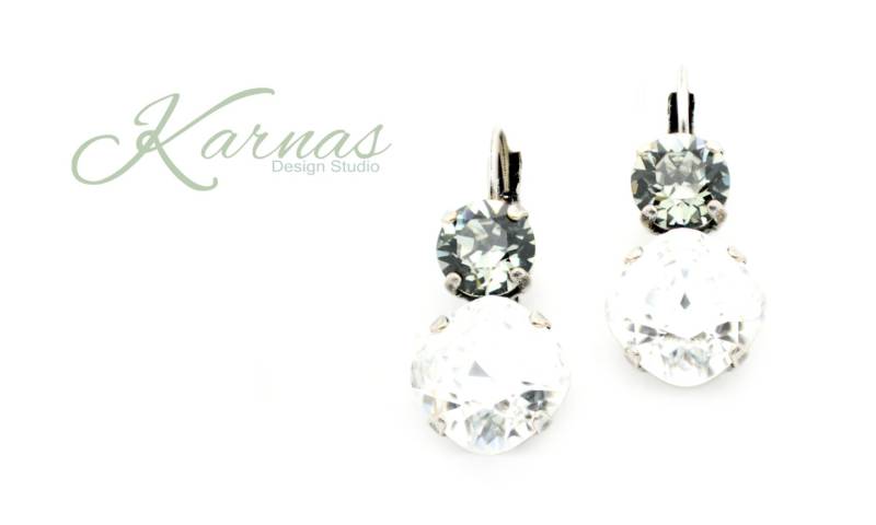 Crystal Black Diamond 12 Mm/ 8 Mm Kissenschliff Hängeohrringe K.d.s. Premium Kristall Wählen Sie Ihr Finish Karnas Design Studio von KarnasDesignStudio