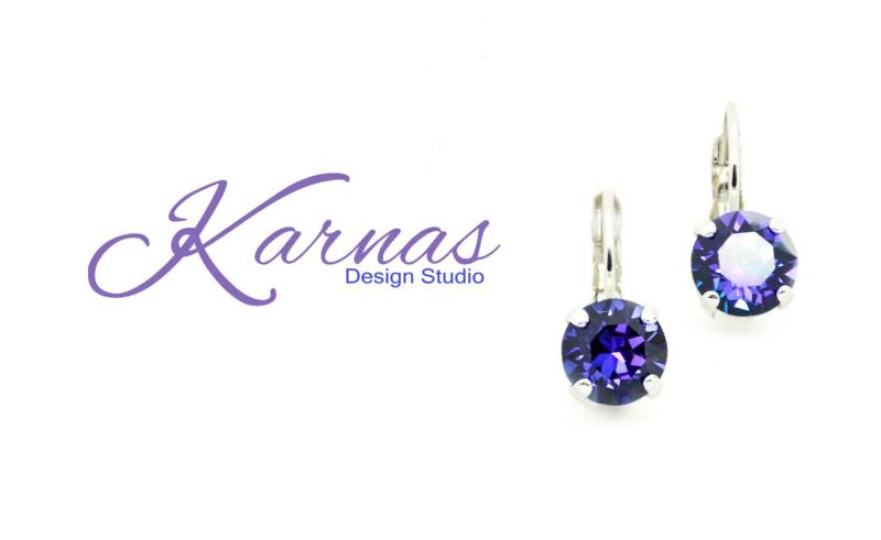 Crystal Blue Tide 8 Mm Tropfen Oder Ohrstecker K.d.s. Premium Kristall Wählen Sie Ihr Finish Karnas Design Studio ™ von KarnasDesignStudio