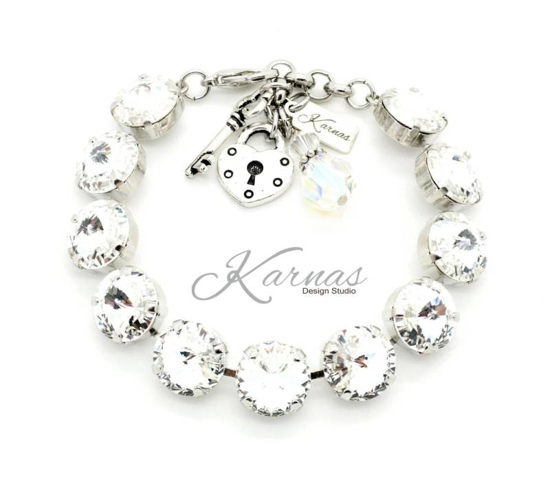 Crystal Clear 12 Mm Bettelarmband Mit K.d.s. Premium Kristall Wählen Sie Ihr Finish Karnas Design Studio ™ von KarnasDesignStudio