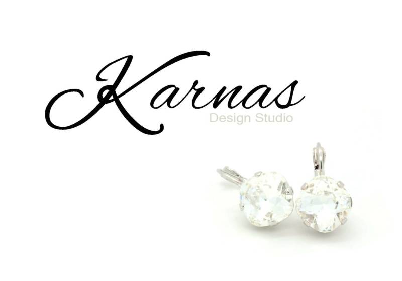 Crystal Clear 12 Mm Ohrhänger Im Kissenschliff K.d.s. Premium Kristall Wählen Sie Ihr Metall Auskarnas Design Studio von KarnasDesignStudio