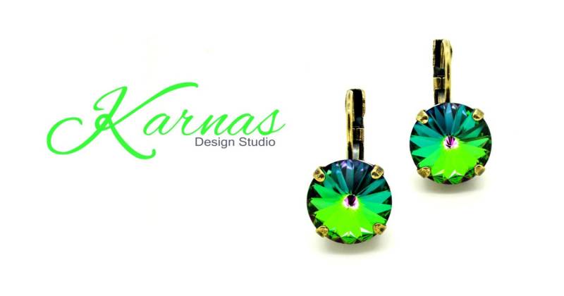 Crystal Electra 12 Mm Kristall Rivoli Tropfen Ohrringe Made With K.d.s. Premium Wählen Sie Ihr Finish Karnas Design Studio von KarnasDesignStudio