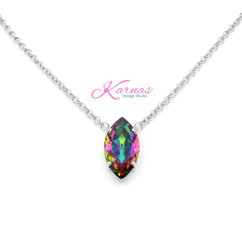 Crystal Electra 32 X 17 Mm Navette Anhänger Halskette K.d.s. Premium Kristall Wählen Sie Ihr Finish Karnas Design Studio von KarnasDesignStudio