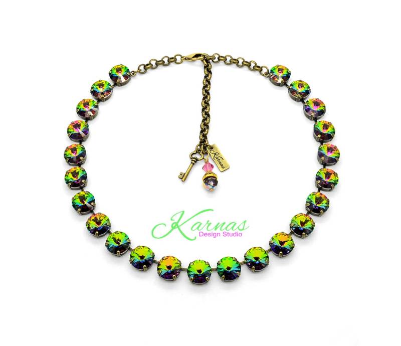 Crystal Rainbow 12 Mm Halskette Mit K.d.s. Premium Kristall Wählen Sie Ihr Finish Karnas Design Studio von KarnasDesignStudio