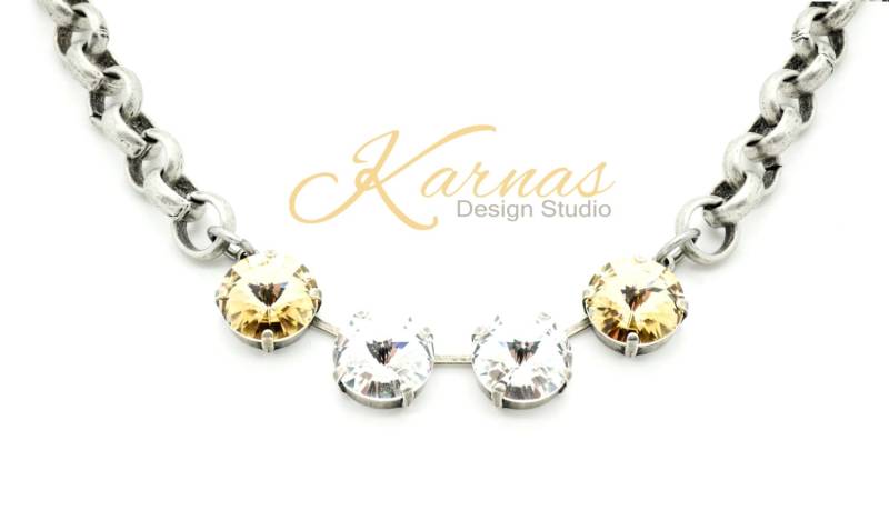Crystal Silk 14 Mm Kristall-Halsband Mit K.d.s. Premium Kristall Antik Silber Karnas Design Studio von KarnasDesignStudio