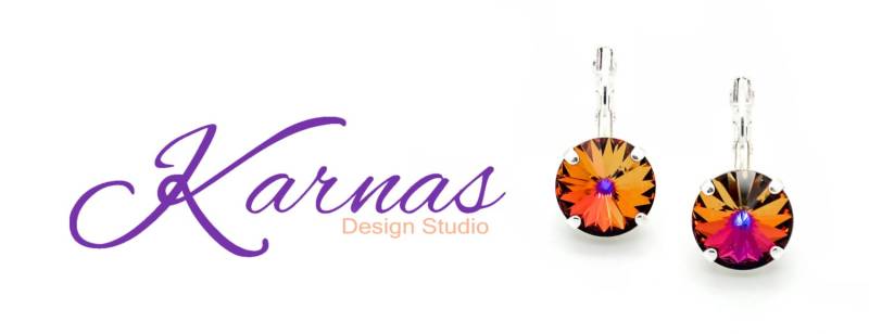 Crystal Volcano 12 Mm Kristall Rivoli Tropfen Ohrringe Aus Elementen Wählen Sie Ihr Metall Karnas Design Studio von KarnasDesignStudio