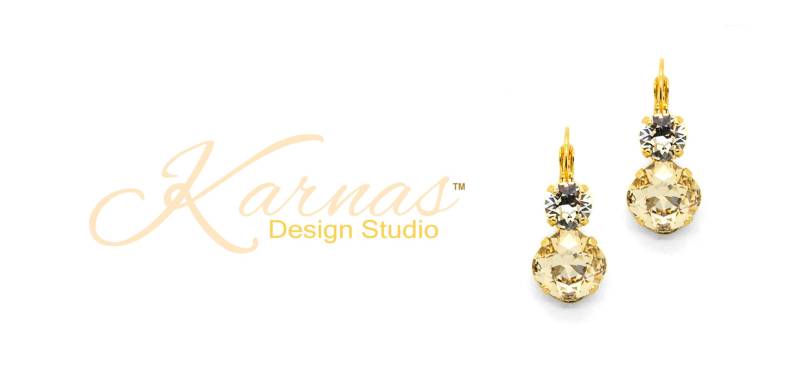 Crystal & Silk 12 Mm/ 8 Mm Doppelohrringe Im Kissenschliff K.d.s. Premium Kristall Wählen Sie Ihr Finish Karnas Design Studio ™ von KarnasDesignStudio