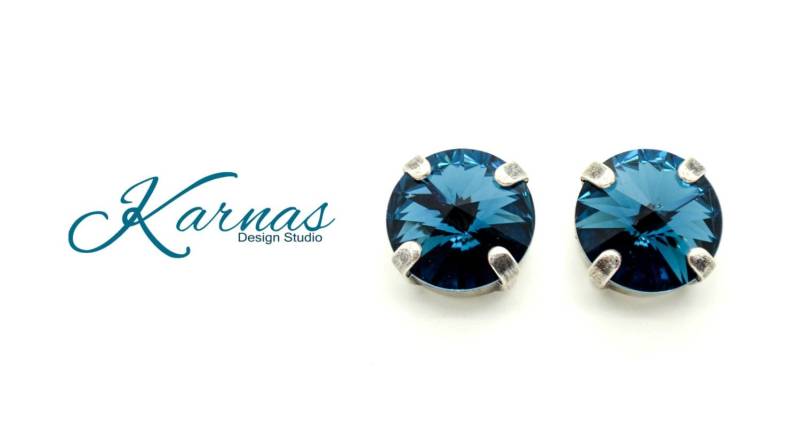 Dark Marineblau 12 Mm Tropfen Oder Ohrstecker Mit K.d. S. Premium Crystal Wählen Sie Ihr Finish Karnas Design Studio ™ von KarnasDesignStudio