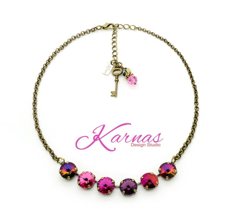 Fire Pinks 12 Mm Halskette Mit K.d.s. Premium Kristall Wählen Sie Ihr Finish Karnas Design Studio Kostenloser Versand von KarnasDesignStudio