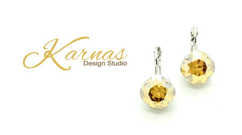 Golden Honey 12mm Ohrstecker Oder Im Kissenschliff K.d.s. Premium Kristall Wählen Sie Ihr Finish Karnas Design Studio ™ von KarnasDesignStudio