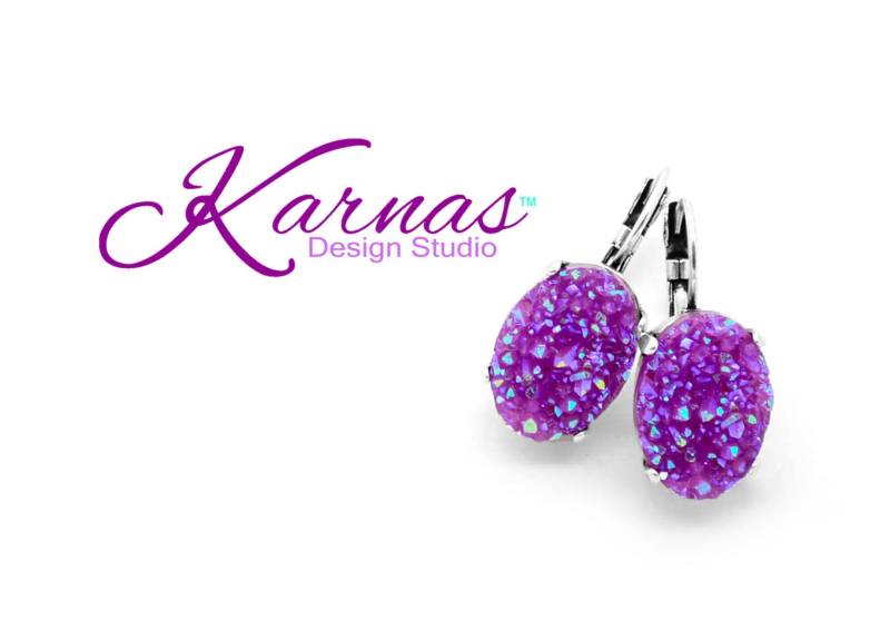 Grape Ab Druzy 18 X 13 Mm Oval Faux Druzy Brisur Ohrringe Wählen Sie Ihr Finish Karnas Design Studio ™ von KarnasDesignStudio