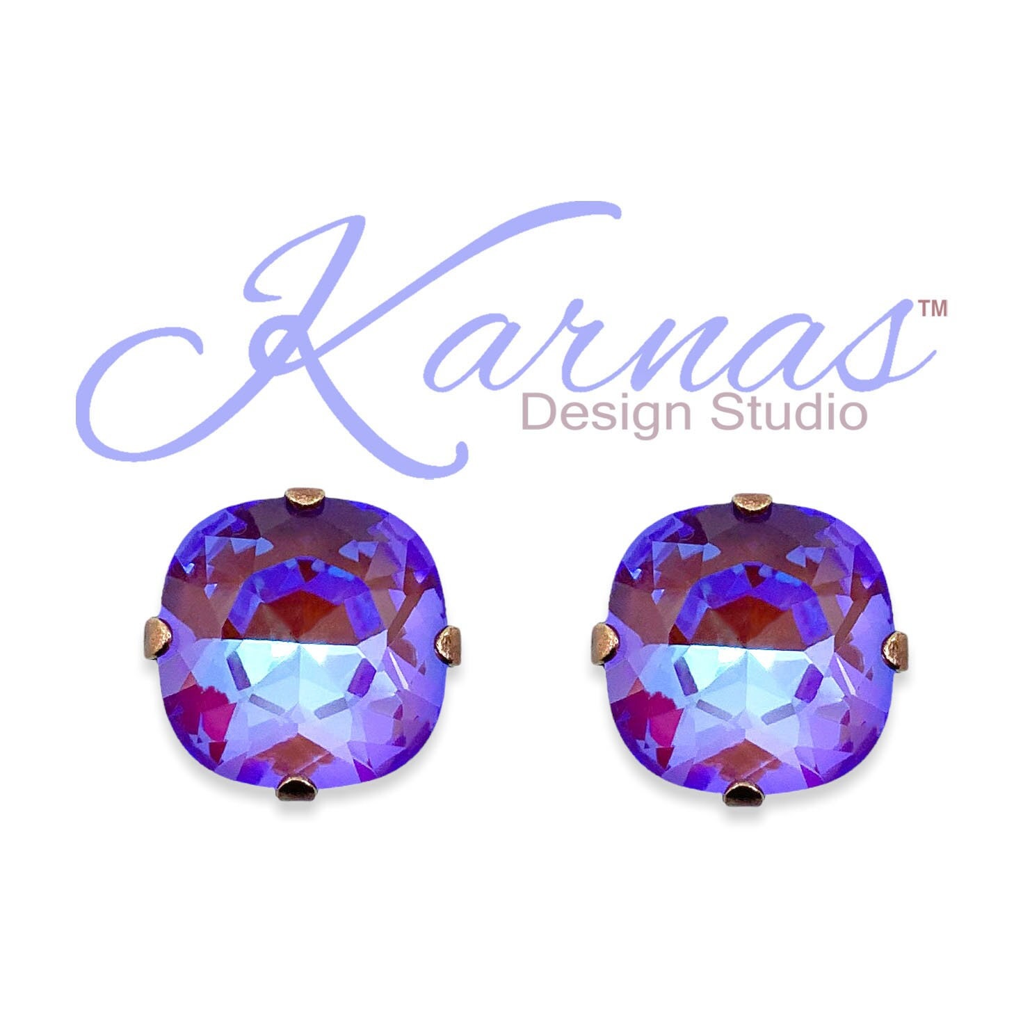 Grape Jam 12 Mm Kissenschliff Ohrstecker Oder Tropfen-Ohrringe Mit Echtem Kristall Wählen Sie Ihr Finish Karnas Design Studio ™ von KarnasDesignStudio