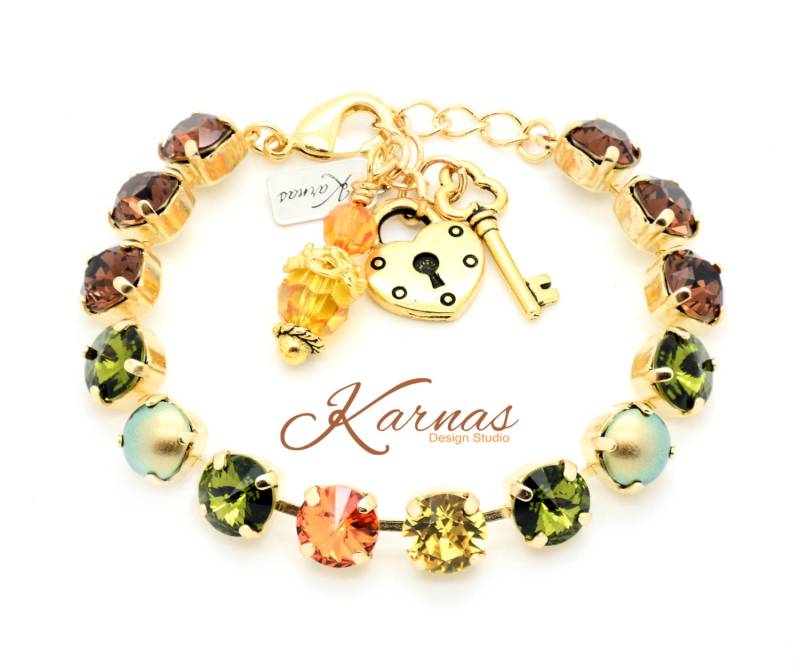 Herbstlaub 8 Mm Bettelarmband Aus K.d.s. Premium Kristall Wählen Sie Ihr Metall Karnas Design Studio ™ von KarnasDesignStudio