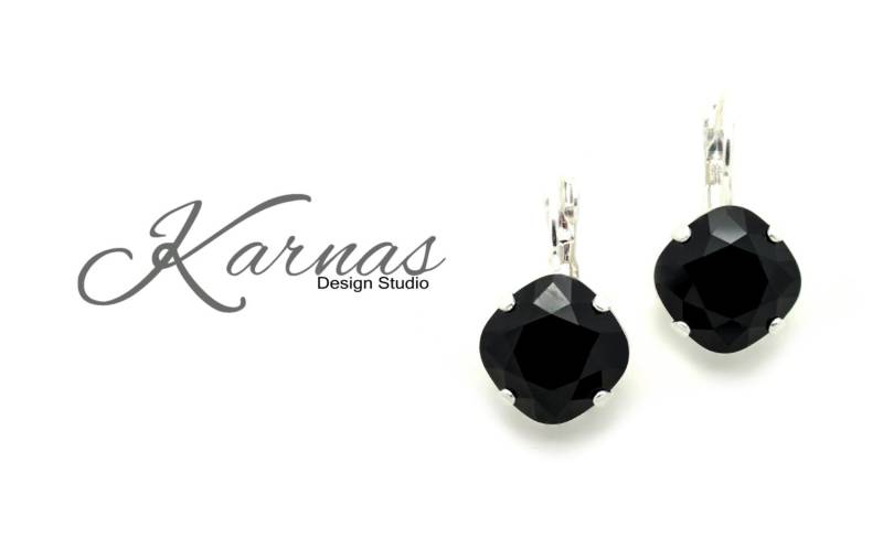 Jet Black 12 Mm Tropfen Oder Ohrstecker Made With K.d.s. Premium Kristall Wählen Sie Ihr Finish Karnas Design Studio ™ von KarnasDesignStudio