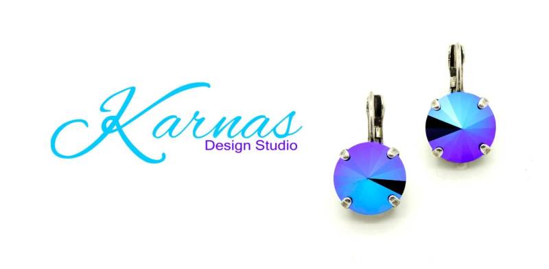 Jet Glacier 12 Mm Ohrstecker Oder Tropfen Ohrringe K.d.s. Premium Kristall Wählen Sie Ihr Finish Karnas Design Studio von KarnasDesignStudio