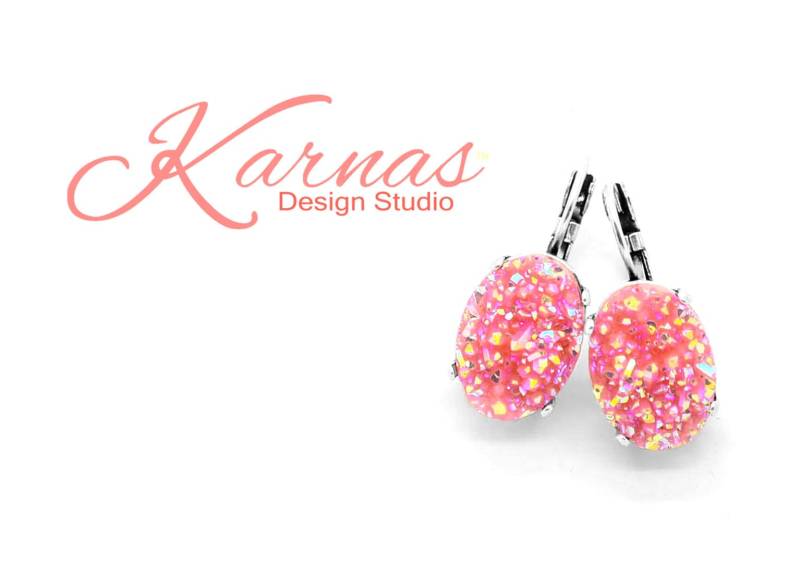 Lachs Ab Druzy 18 X 13 Mm Oval Faux Druzy Brisur Ohrringe Wählen Sie Ihr Finish Karnas Design Studio ™ von KarnasDesignStudio