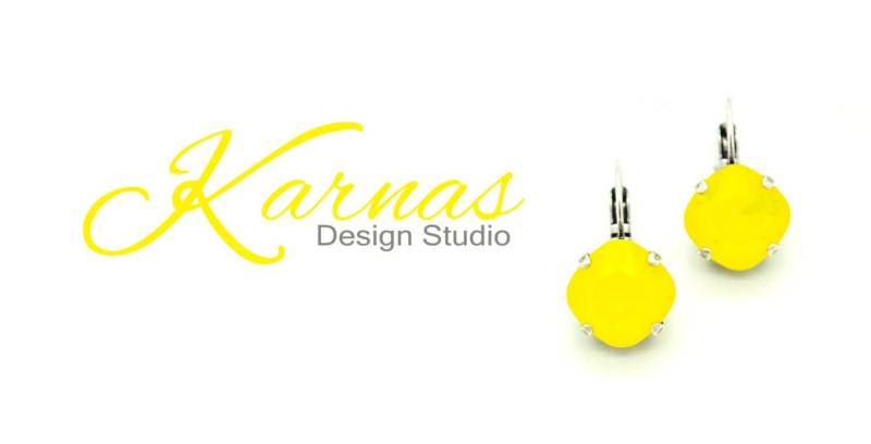 Lemon Opal 12 Mm Ohrstecker Oder Tropfen Ohrringe Kissenschliff K.d.s. Premium Kristall Wählen Sie Ihr Finish Karnas Design Studio ™ von KarnasDesignStudio