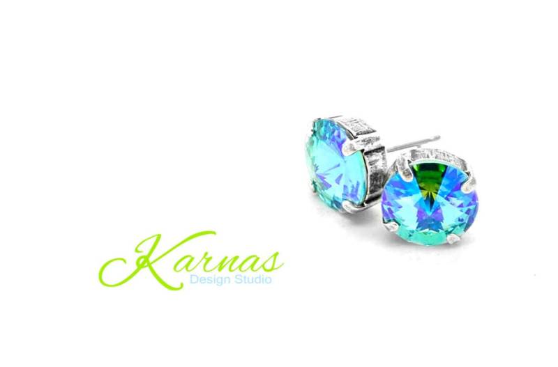 Light Turquoise Glacier Ohrstecker Oder Tropfen 12 Mm K.d.s. Premium Kristall Wählen Sie Ihr Finish Karnas Design Studio ™ von KarnasDesignStudio