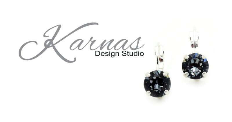 Midnight Grey 8 Mm Kristall Tropfen Oder Ohrstecker K.d.s. Premium Wählen Sie Ihr Finish Karnas Design Studio von KarnasDesignStudio