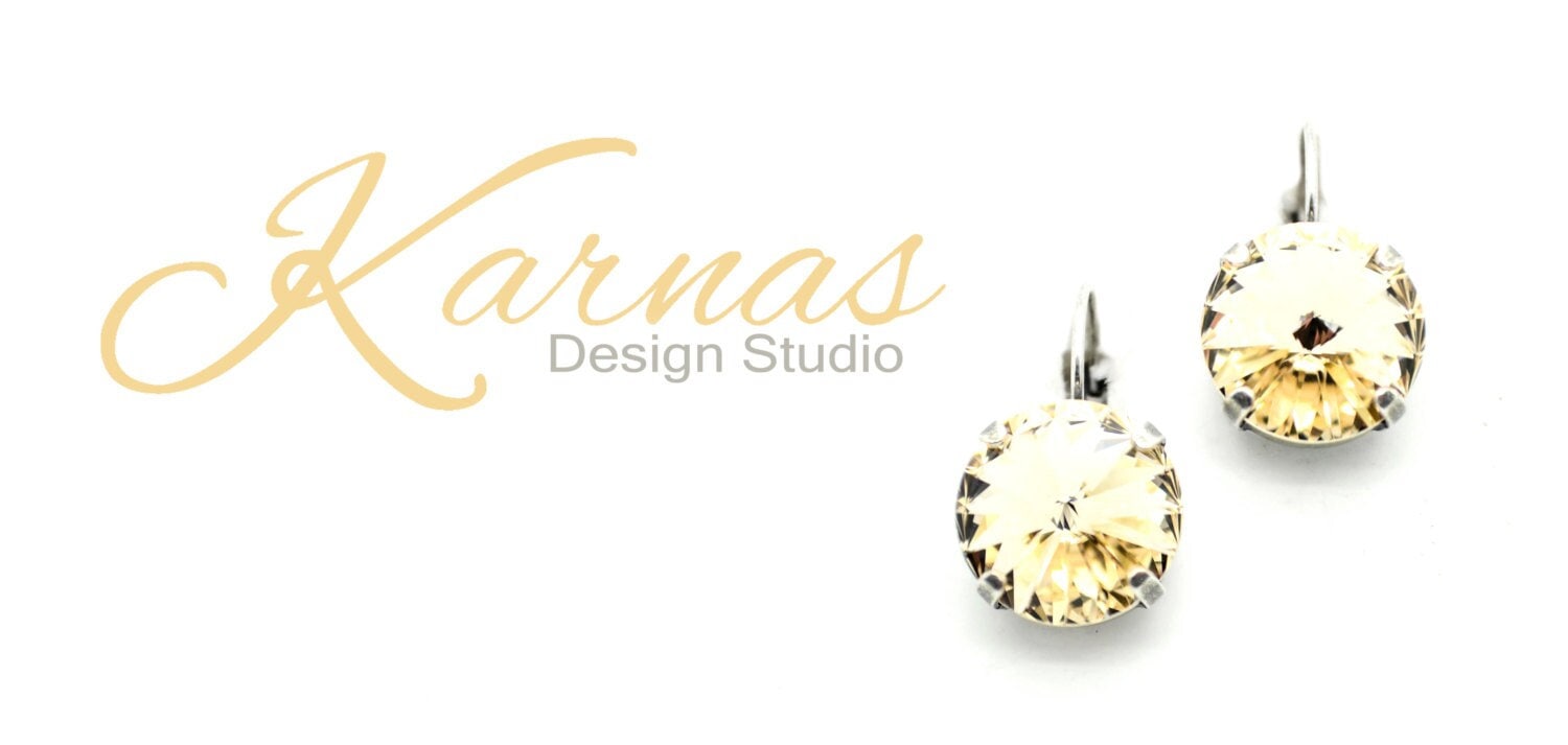 Mittelmeer Sand 14 Mm Ohrstecker Oder Tropfen K.d.s. Premium Kristall Wählen Sie Ihr Finish Karnas Design Studio von KarnasDesignStudio