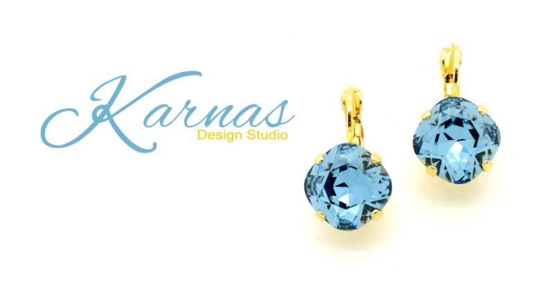 Oxford Blue 12 Mm Kristall Kissenschliff Brisur Ohrringe K.d.s. Premium Wählen Sie Ihr Finish Karnas Design Studio von KarnasDesignStudio