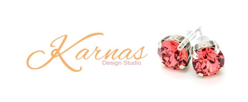 Padparadscha 8 Mm Ohrstecker Oder Ohrhänger Mit K.d.s. Premium Kristall Wählen Sie Ihr Metall Karnas Design Studio ™ von KarnasDesignStudio