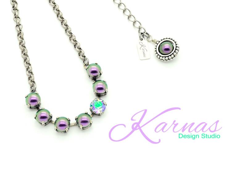 Paradise Perle 8 Mm Kristall Chaton & Perlenkette K.d.s. Premium Wählen Sie Ihr Finish Karnas Design Studio von KarnasDesignStudio