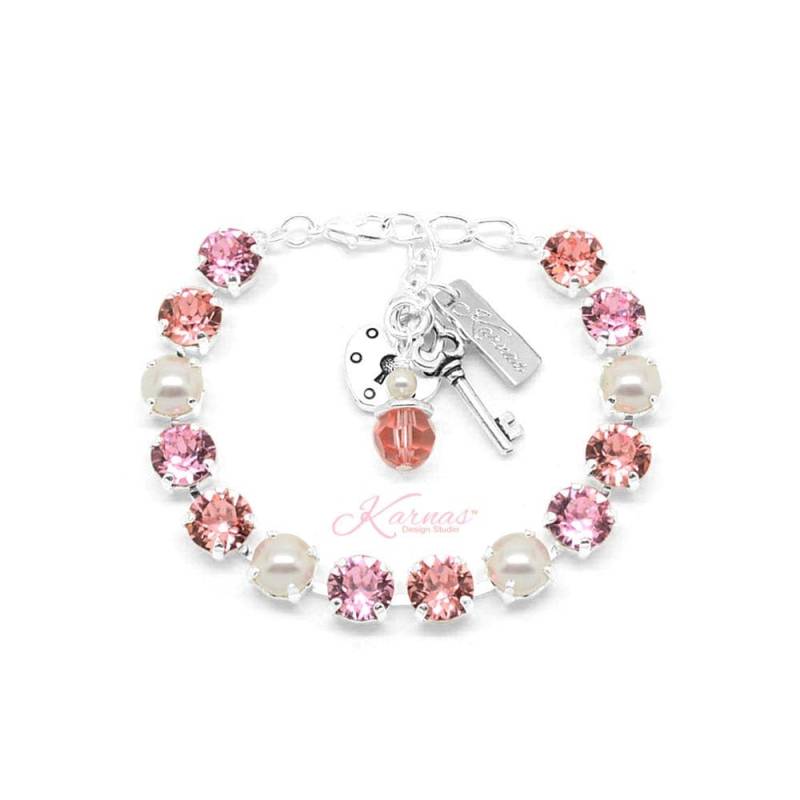 Pinks & Pearls 8 Mm Bettelarmband Aus K.d.s. Premium Kristall Wählen Sie Ihr Finish Karnas Design Studio ™ von KarnasDesignStudio