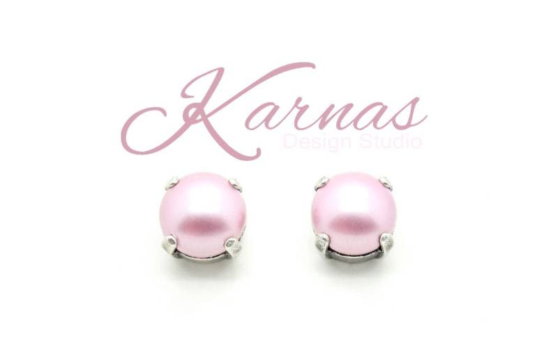 Powder Rose 8 Mm Ohrstecker Oder Tropfen K.d.s. Premium Crystal Pearl Wählen Sie Ihre Fassung Auskarnas Design Studio von KarnasDesignStudio