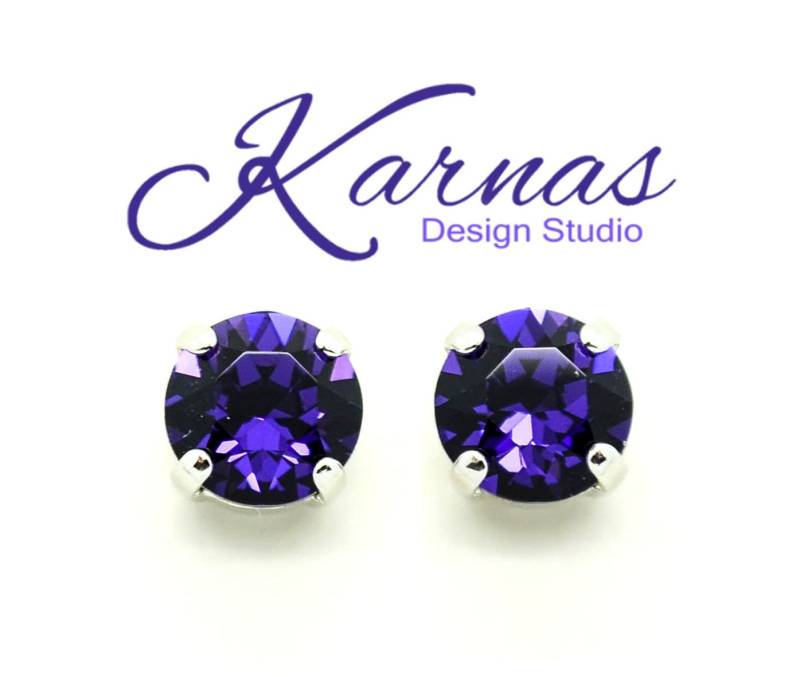 Purple Velvet 8 Mm Ohrstecker Oder Tropfenohrringe Gemacht Mit K.d.s. Premium Kristall Wählen Sie Ihr Finish Karnas Design Studio ™ von KarnasDesignStudio