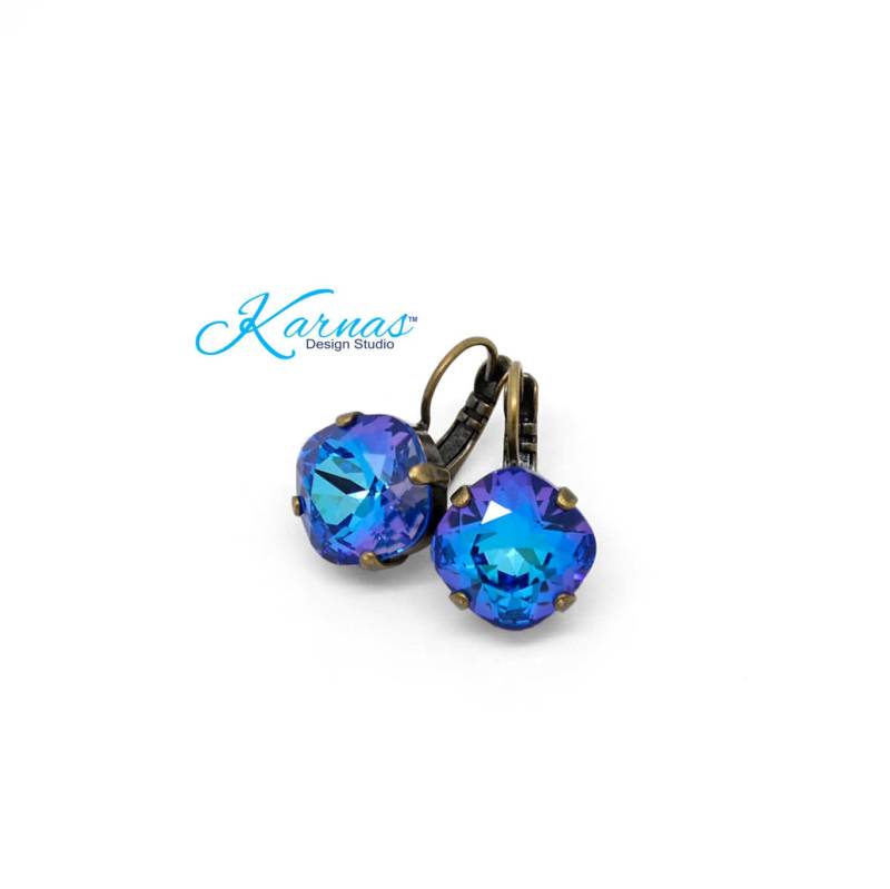 Radiant Admiral Blue 12 Mm Kissenschliff Tropfen Oder Ohrstecker Echter Kristall Wählen Sie Ihr Finish Karnas Design Studio ™ von KarnasDesignStudio