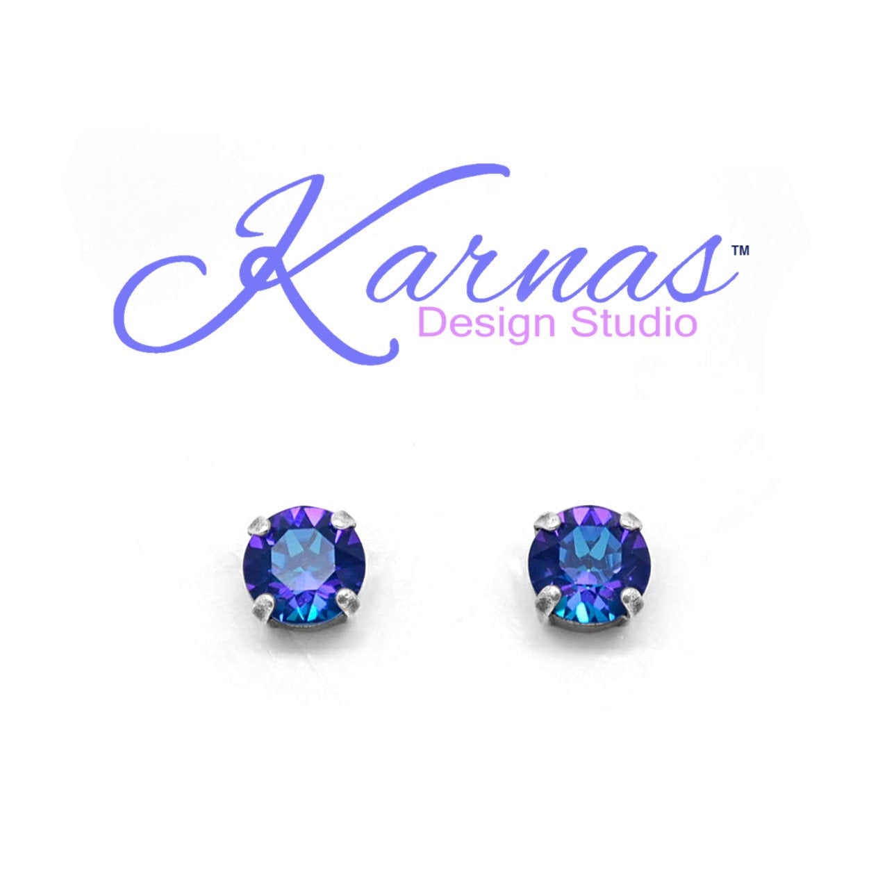Radiant Admiral Blue 8mm Ohrstecker Oder Tropfen K.d.s. Premium Kristall Wählen Sie Ihr Finish Karnas Design Studio ™ von KarnasDesignStudio