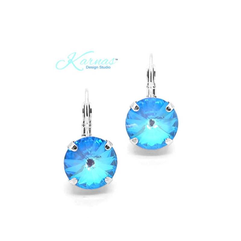 Radiant Steel Blue 12 Mm Tropfen Oder Ohrstecker K.d.s. Premium Kristall Wählen Sie Ihr Finish Karnas Design Studio ™ von KarnasDesignStudio