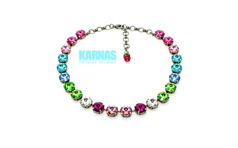 Rainbow Sorbet 12 Mm Halsband Mit K.d.s. Premium Kristall Wählen Sie Ihr Finish Karnas Design Studio von KarnasDesignStudio
