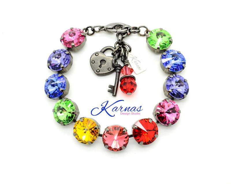 Regenbogen Effekt 12 Mm Bettelarmband K.d.s. Premium Kristall Wählen Sie Ihr Finish Karnas Design Studio von KarnasDesignStudio