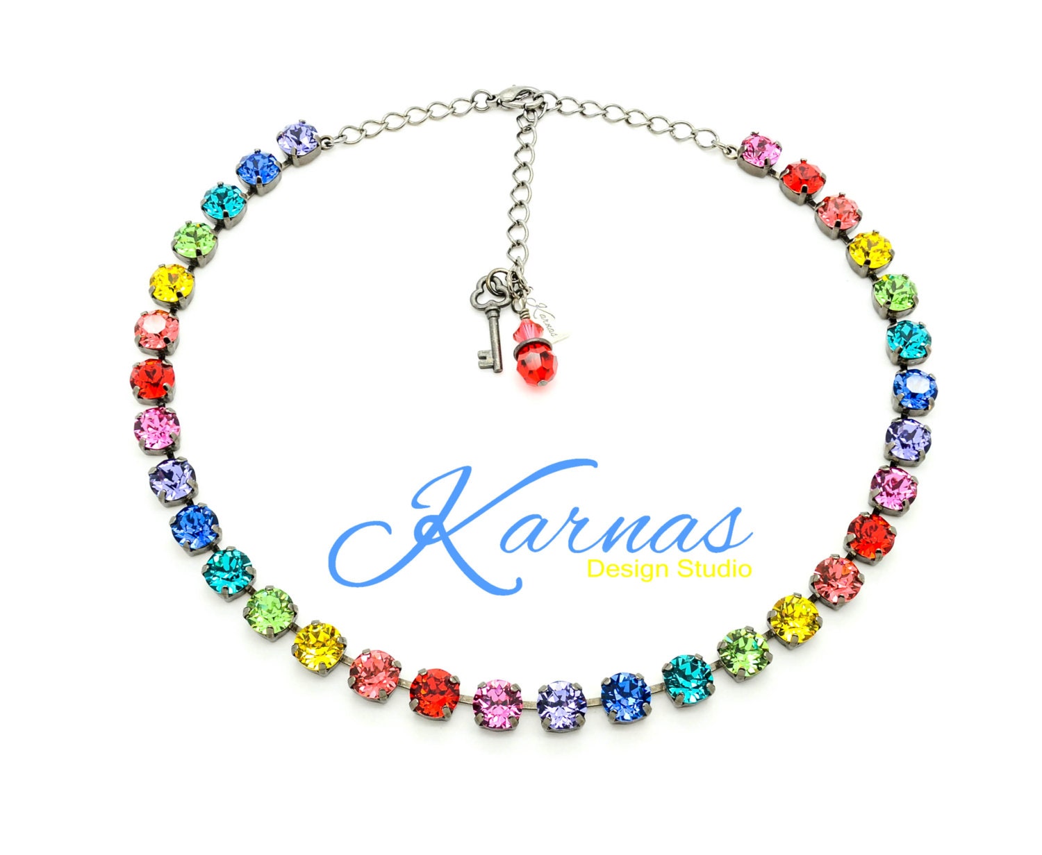 Regenbogen Effekt 8 Mm Kristallhalskette Mit K.d.s. Premium Kristall Wählen Sie Ihr Finish Karnas Design Studio von KarnasDesignStudio
