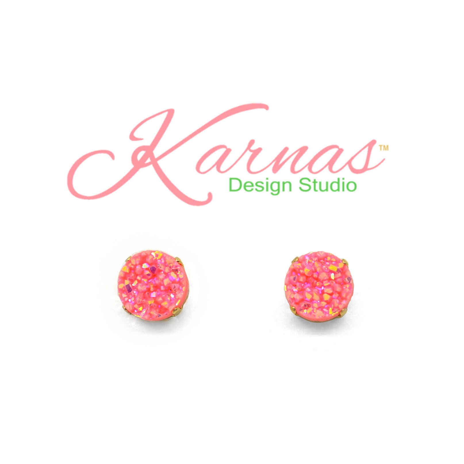 Salmon Ab Druzy 12 Mm Ohrstecker Oder Tropfen Ohrringe Glitzernde Faux Druzy Wählen Sie Ihre Oberfläche Karnas Design Studio ™ von KarnasDesignStudio