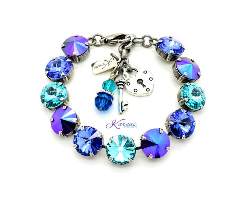 Sapphire Glacier 12 Mm Bettelarmband Aus K.d.s Premium-Kristall Wählen Sie Ihr Finish Karnas Design Studio von KarnasDesignStudio
